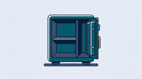 Open safe box with one empty shelf and a partition