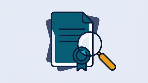Certificate with a seal disc under a magnifier