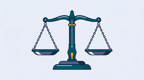Balance scale with two empty pans hanging level
