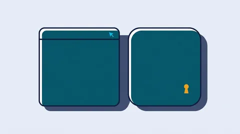 Two panels side by side: a browser bar and an app tile